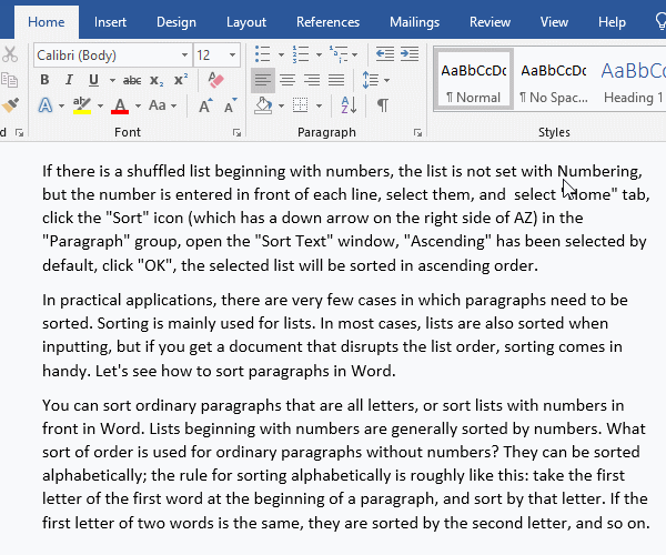 Detailed explanation of paragraph ordering in Word