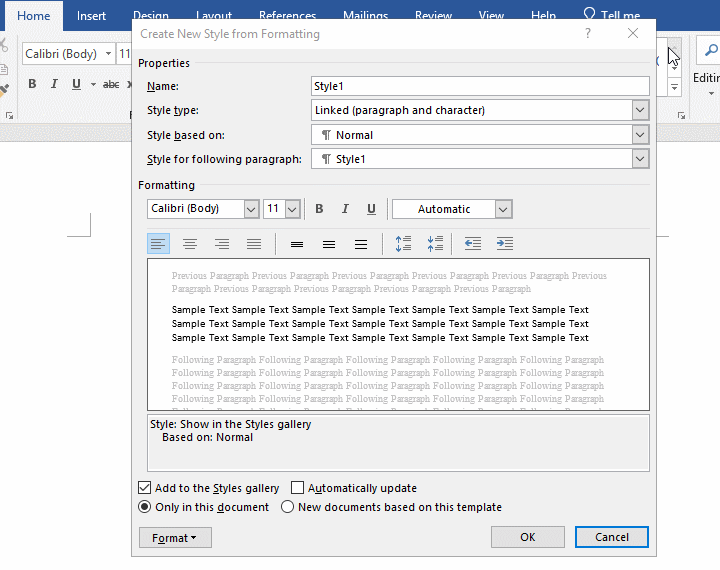 How to create a paragraph style in Word