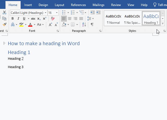 How to unfold heading in Word