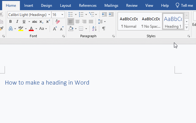 How to create a heading in Word