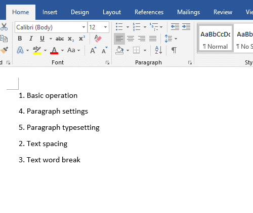 How to sort the list of numbers in Descending in Word