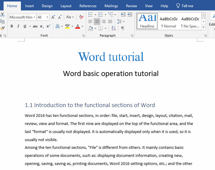 detailed information in Word