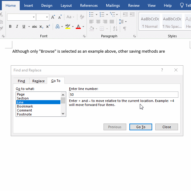 How to go to graphic in Word