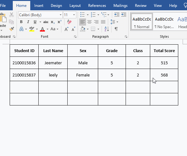 How to add a row to a table in Word