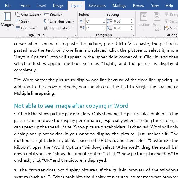 Inserts line numbers from any line in Word