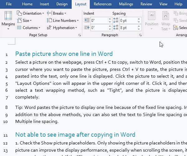 Restart Each Page line numbers in Word