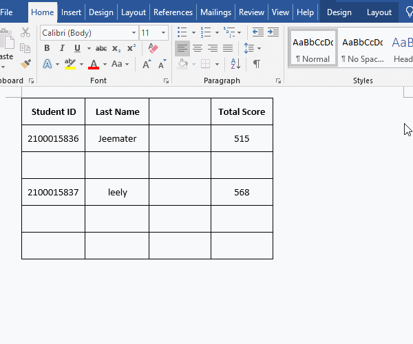 How to add a column to a table in MS Word