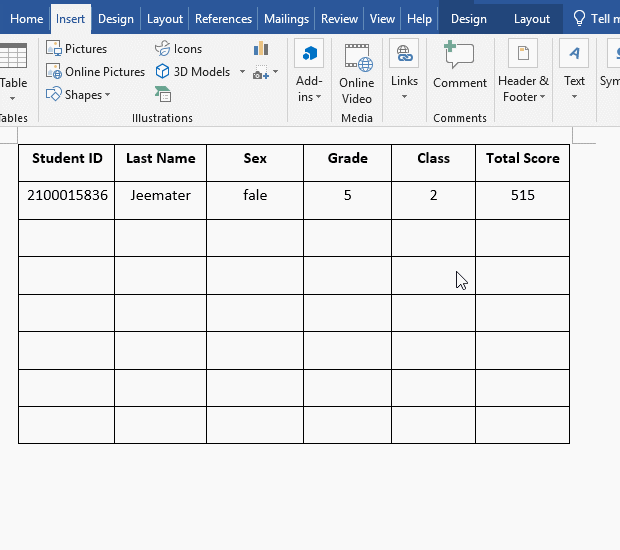 How to set Width and Alignment of Cell in Word