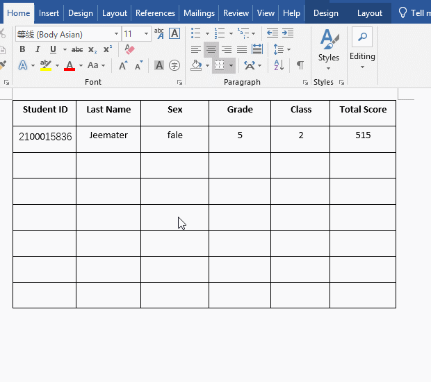 How to set Wrap text for Cell in Word