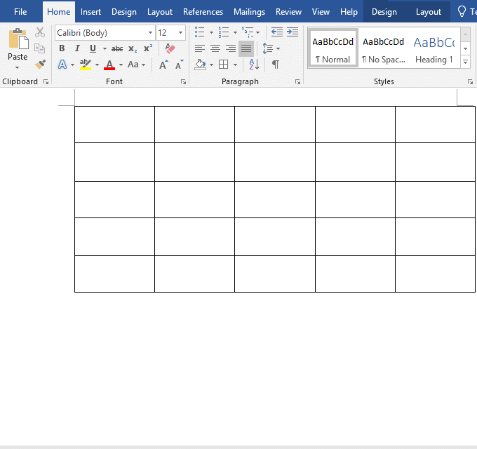 Word cell borders settings